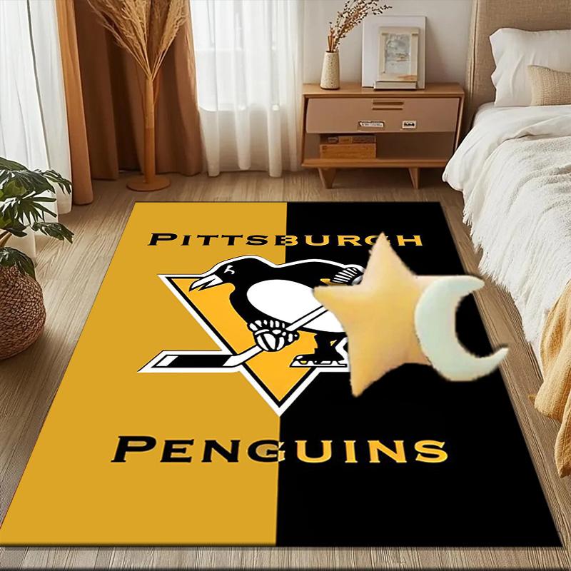 Pittsburgh Penguins Hockey Team Floor Mat for Living Room, Game Rooms, Office, Bedroom, Office Floor Mat Playful Design, Christmas Fan Gifts
