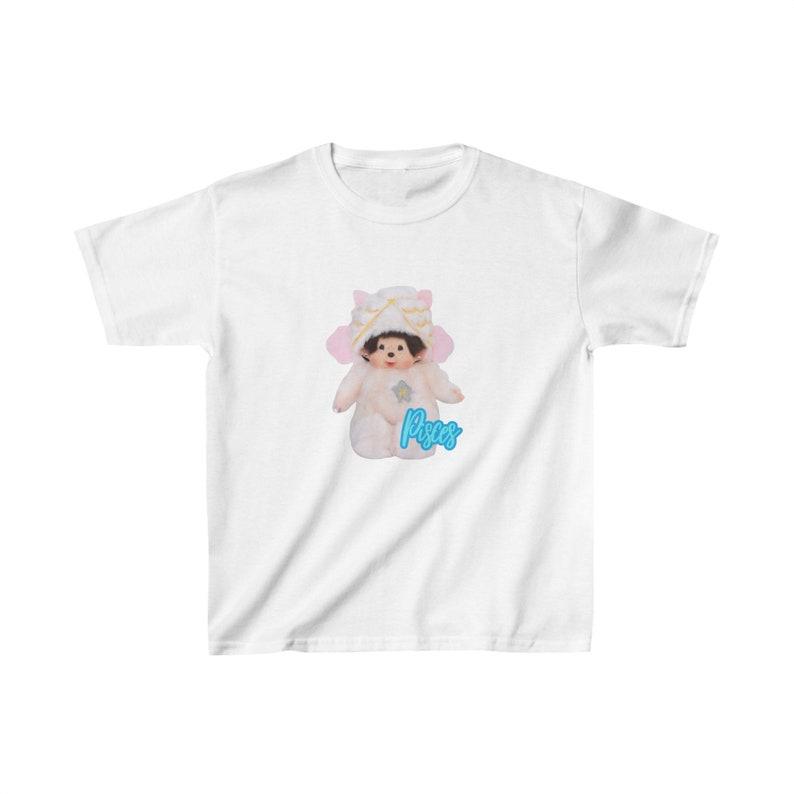 Pisces Monchhichi Zodiac Baby Tee | Y2K Baby Tee, 90s Baby Tee, Zodiac Graphic Shirt Crop, Coquette, Vintage Design 120