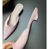 New Pointed Toe Women Mules Slipper Fashion Candy Color Ladies Elegant Dress Sandal Square Low Heel Slip On Slides Shoes