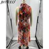 BITCED Sleek and Sophisticated Women's Sleeveless Strappy Printed Satin Dress