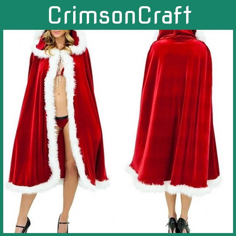 Timeless Design Adult Christmas Mrs Santa Claus Cosplay Costume With Elegant Hooded Cloak Manteau Xmas For Seasonal Joy