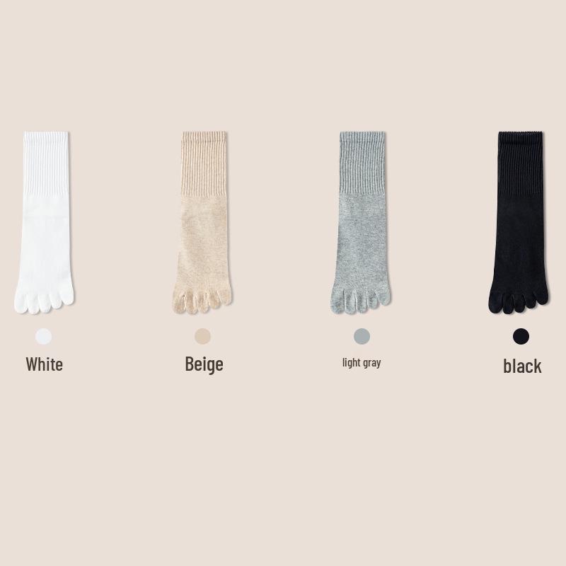 Women's Antibacterial Breathable Mid-Calf Five-Toe Socks, Spring/Autumn Version.