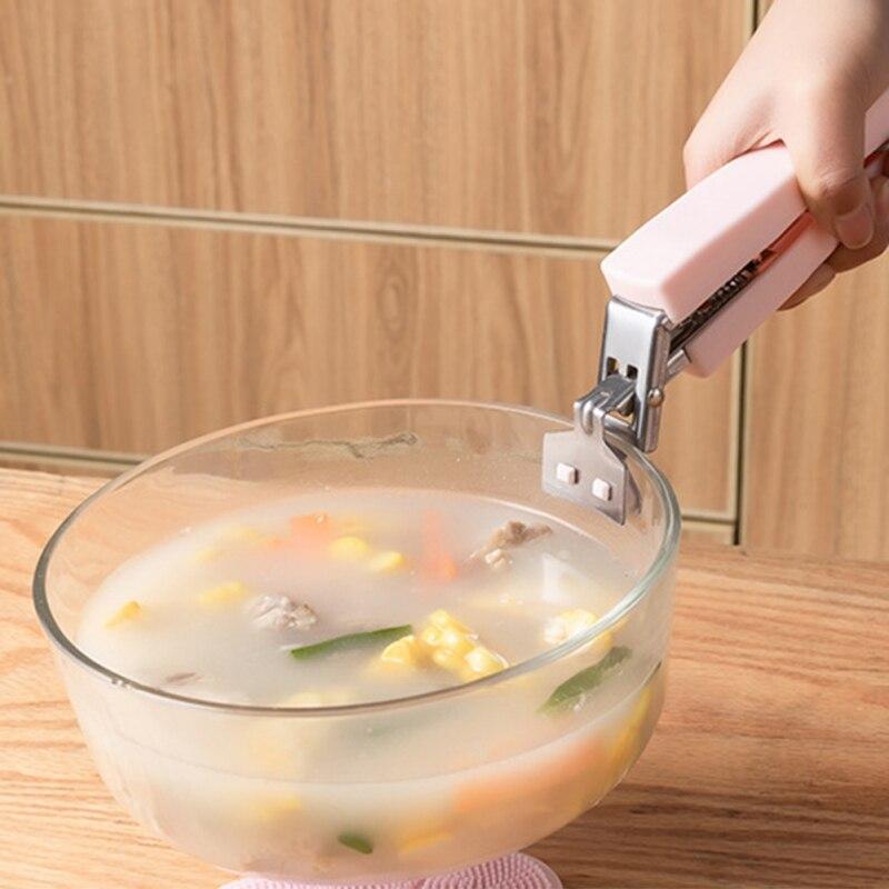 Stainless Steel Hot Bowl Holder Foldable Heat Insulation Clamp Pot Pan Gripper Anti-Scalding Clip Non-Slip Kitchen Tool