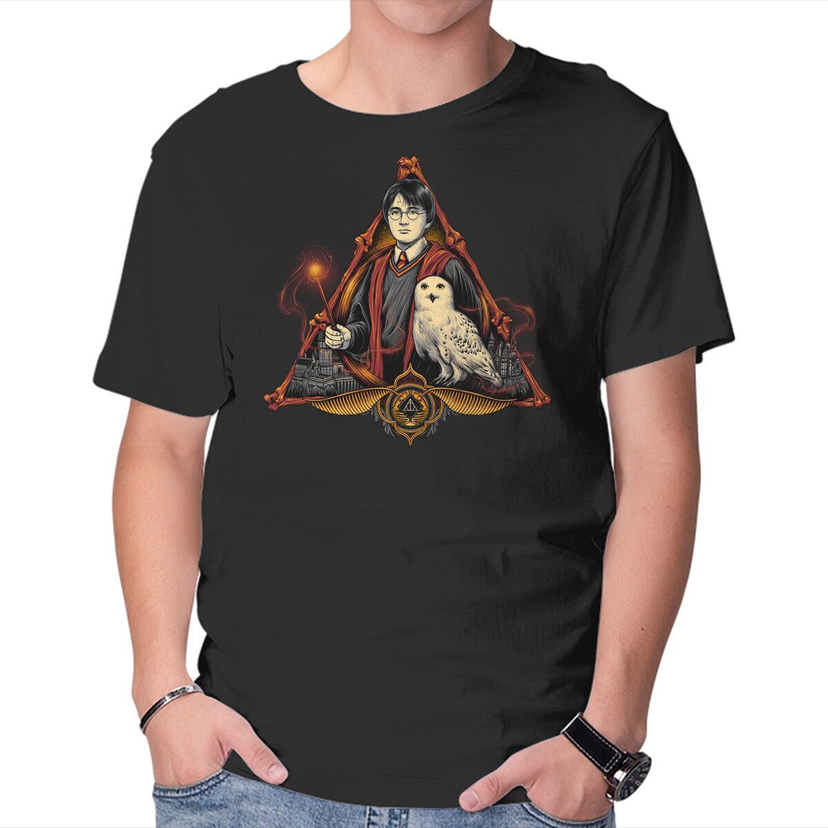 Unisex Crew Neck T-Shirt The Boy Who Lived Graphic Short Sleeve Casual Tee XL