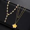 3 Pcs Elegant Flower Pendant Necklaces Set for Women Vintage Simple Pearl Bead Chain Necklaces Fashion Daily Party Jewelry Gifts