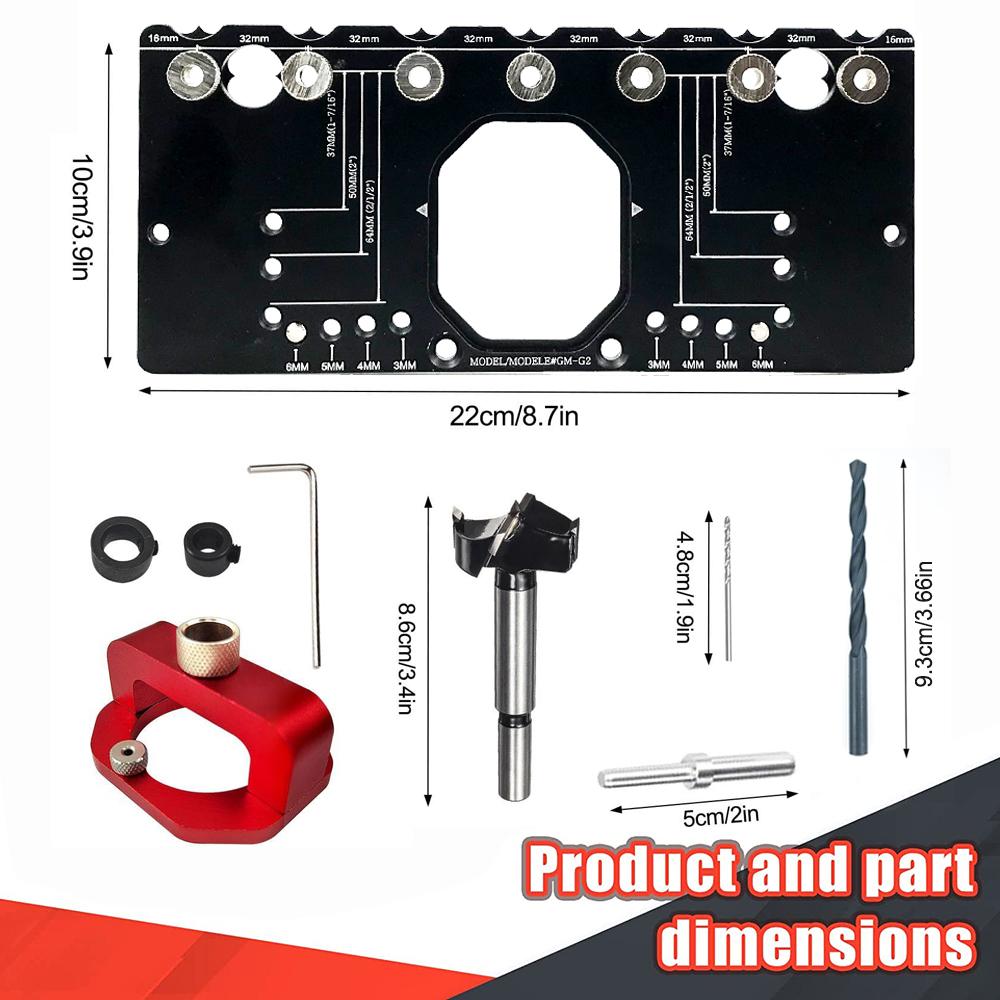 35mm Drill Guide Concealed Hinge Jig 3-6mm Hinge Offset for Shelves Cabinet Wardrobe Handle