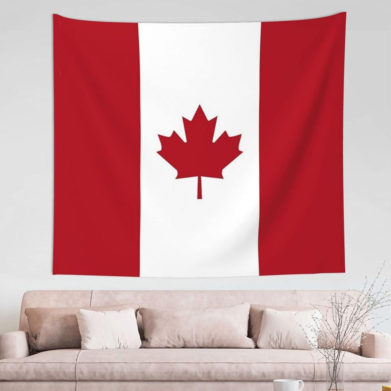 Cute wall tapestry with Canadian flag 75x100 чёрный