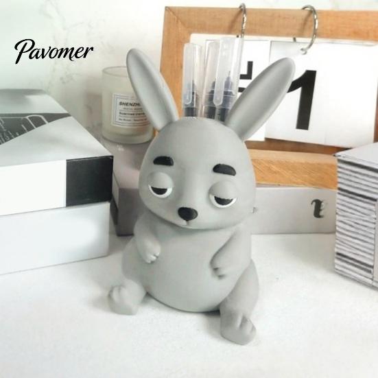 Lazy Animal Desk Organizer 3D Printed Rabbit Pen Holder, Large Capacity Organizer, Matte Finish Container Cute Pencil for Office Home School