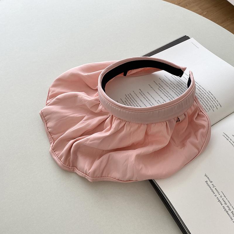 Summer Shell Sunshade Hat UV Protection Dual Use Hair Hoop Sun Cap for Women Outdoor Beach Foldable Wide Brim Bucket Caps