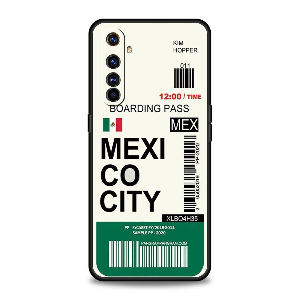 

World City Travel Ticket New York Case For Realme 12 11 10 9 8 5G 7 6 GT5 GT3 GT2 Pro Plus C21 C11 C25 C35 GT Neo 2 3 3T 5 Cover Realme C21