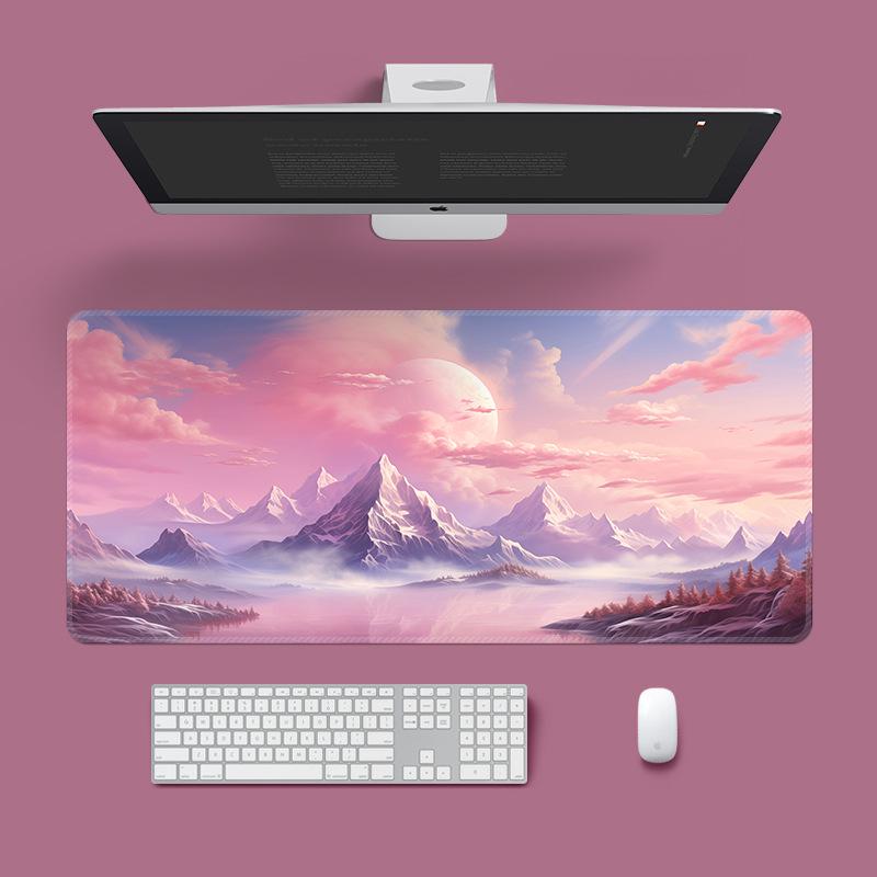 Extra Large Washable Mouse Pad - Aurora Landscape & Sunset Clouds Design, Thickened for Office and Gaming Desks