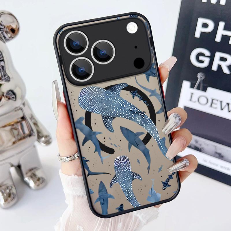 Sea Turtle Conch Whale Pattern Case For iPhone 17 Pro Max Magnetic For Magsafe Hybrid TPU+PC Matte Cover For iPhone 16 Pro Max 15 14 13 12 11 16E Air