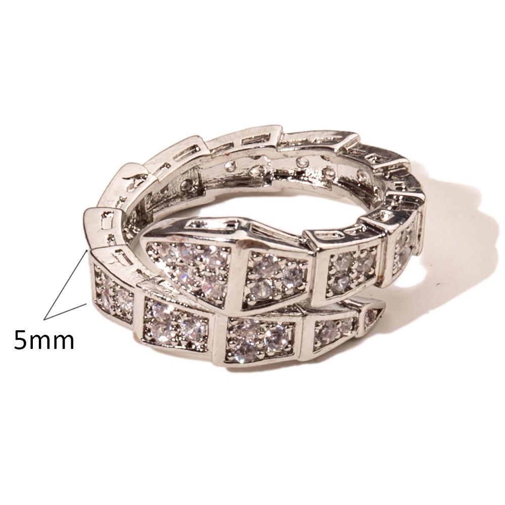 Золотой Серебряный Цвет Усыпанные Алмазами Браслеты-Кольца Змея Для Женщин 6 мм Ширины Фигура Цирконий Аксессуар