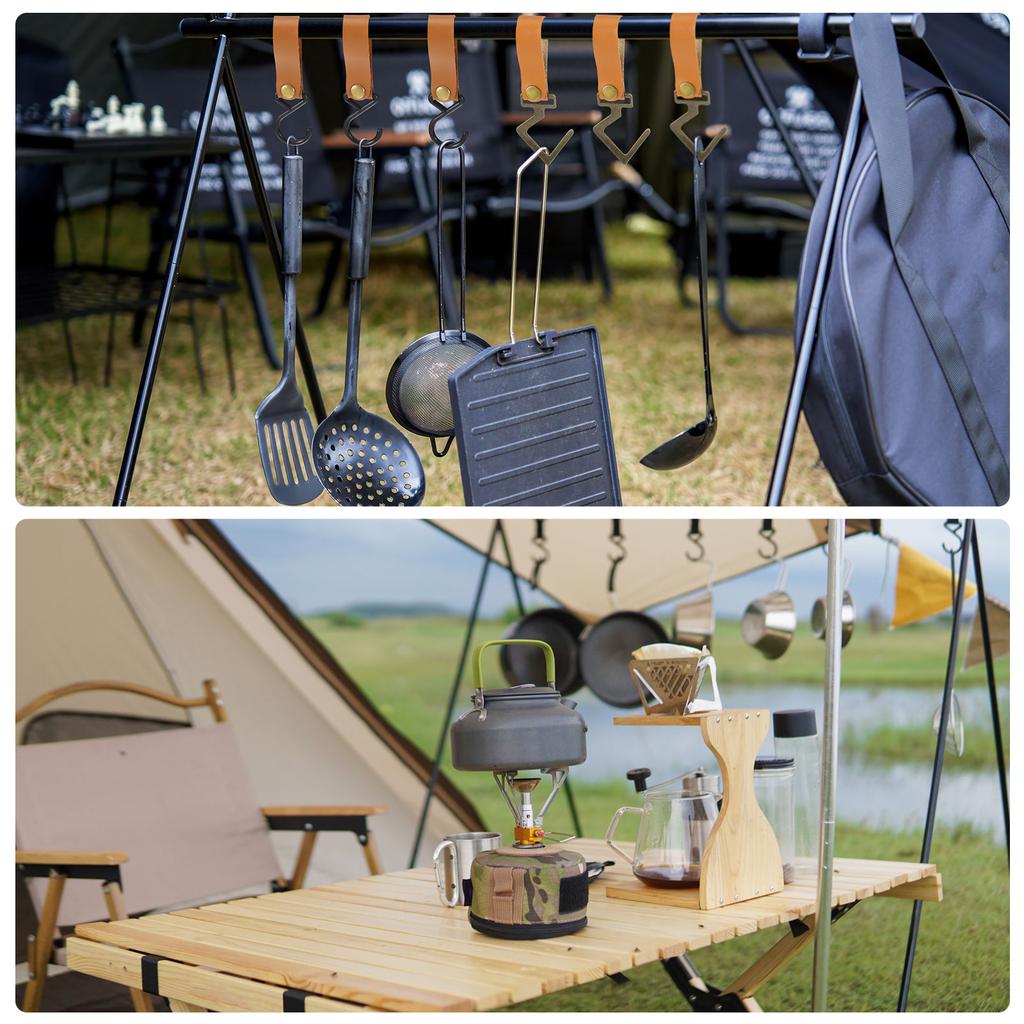 8pcs Leather S Hooks Camping Hook Hanger Multipurpose S-Shaped Hangers for Outdoor Picnic Hanging Pots Pans Utensils For Kitchen