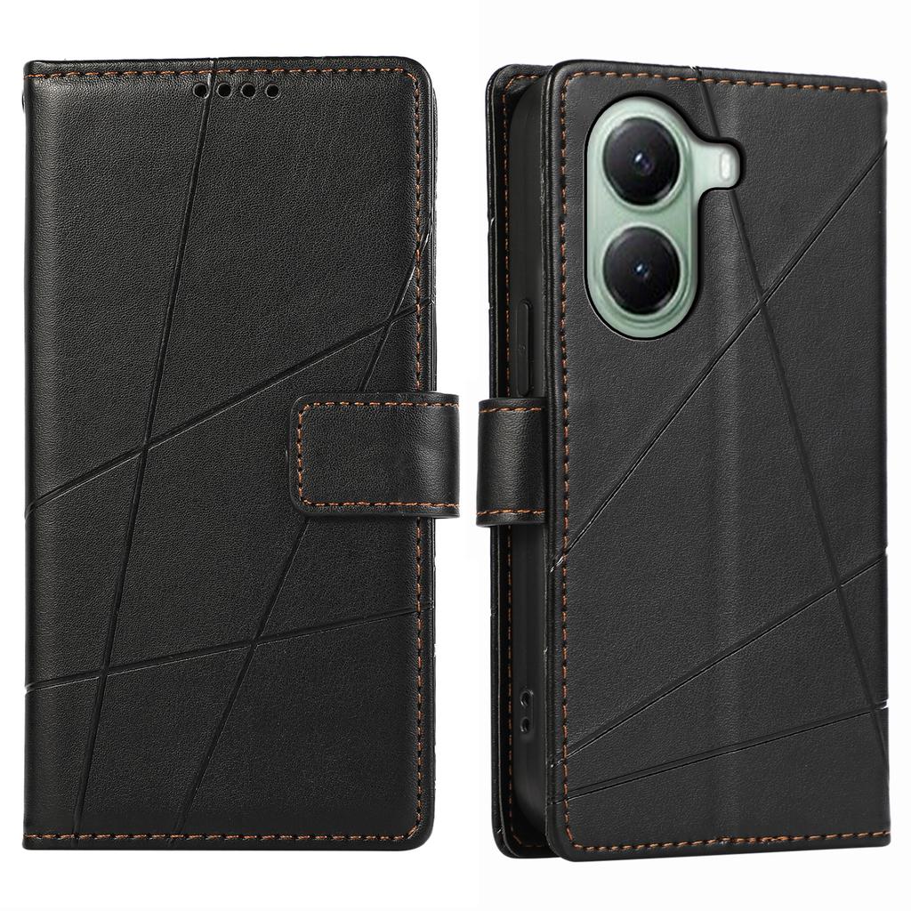 DF-06 For Xiaomi Poco X7 Pro 5G/Redmi Turbo 4 5G Phone Case Line Imprint Leather Wallet Cover