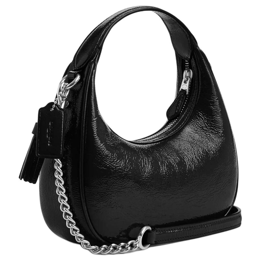 Coach Carmen 20 Logo Zip Closure Patent Leather Shoulder Crossbody Tote Bag Small Women Handbags Black CW036-SVBK