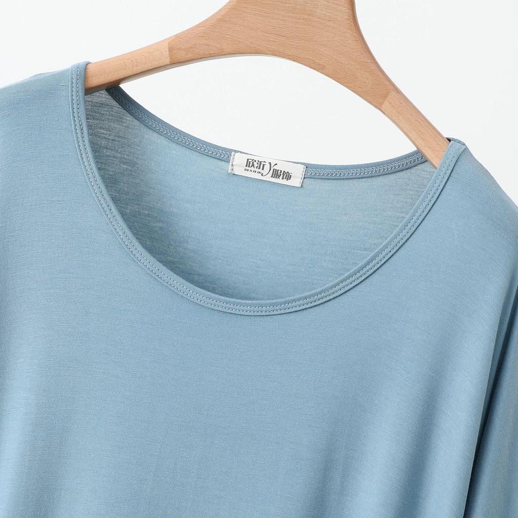 2025 Summer Women's Plus Size Cotton Thin Loose Round Neck Home Dress for Maternity