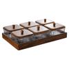 Compartmented Walnut Wood and Glass Snack Tray