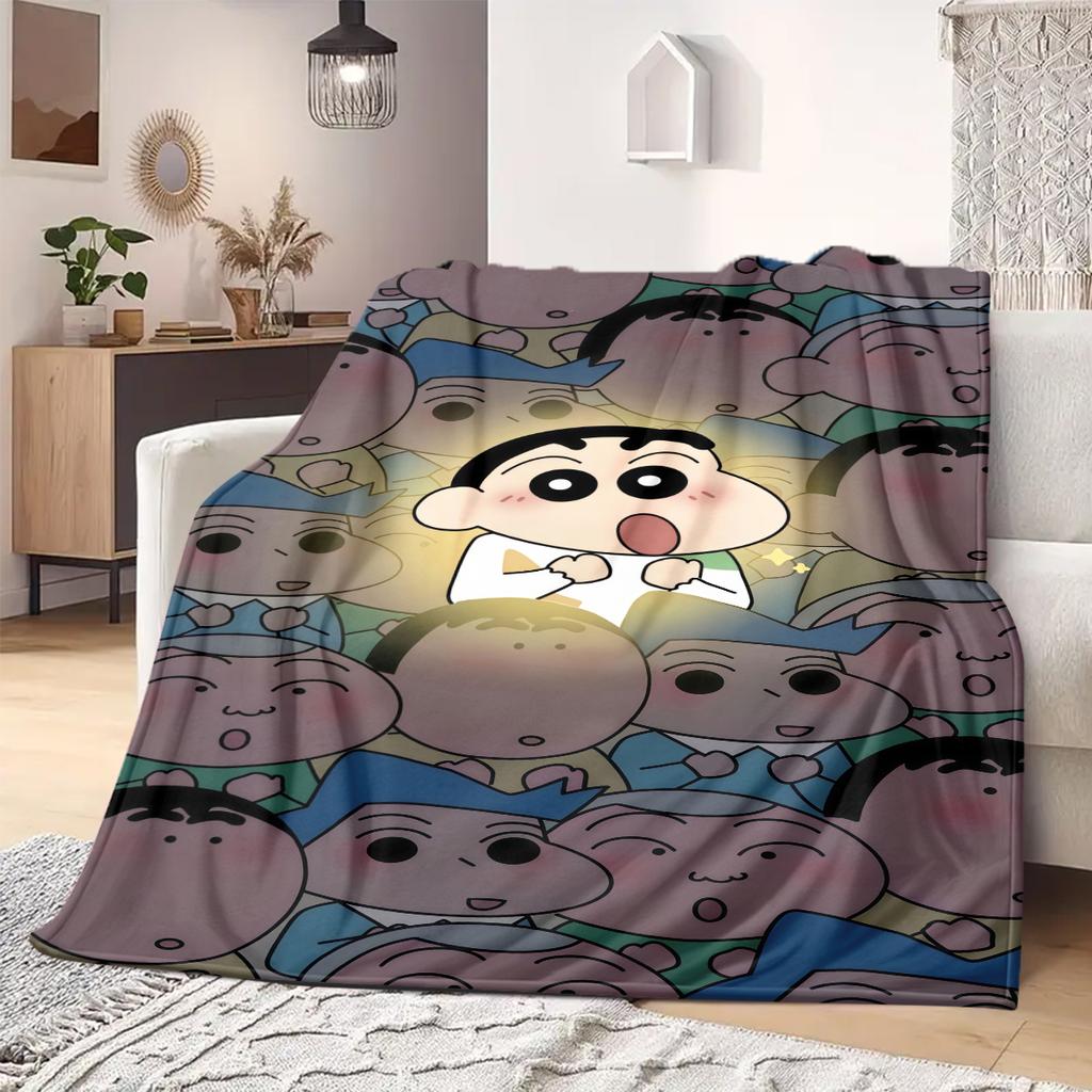 Shinchan Anime Print Blanket Warm Comfortable Flannel Blanket Suitable for Bedrooms, Sofas, Beds, Chairs, Picnics, Travel