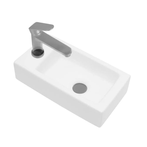 Rxakudedo Wall-Mounted Ceramic Hand Wash Basin, Suitable for Small Toilets, Stylish and Simple Wall-Mounted Wash Basin (Left-Hand Ceramic Hand Wash Ba