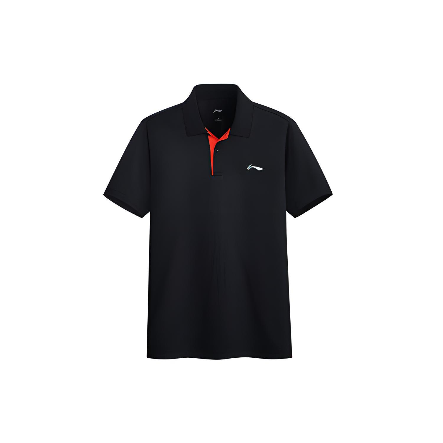 Li Ning Polo Shirts Men s Black Polo Collar Moderate Straight Fit APLR029-1 L