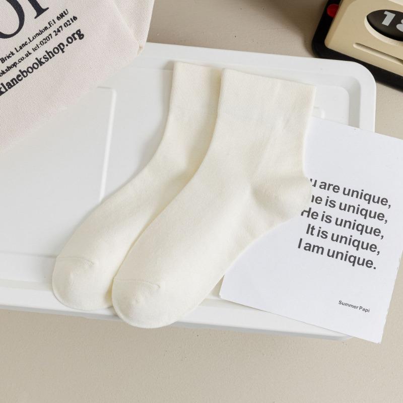 Solid Color Postpartum Socks for Women, Mid-calf Socks for Spring and Summer, Simple Women's Socks