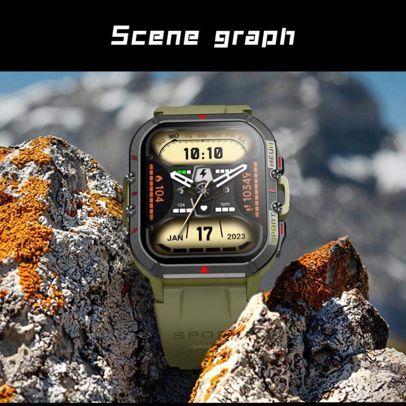 Rainbuvvy T21 Outdoor Smartwatch Dual-mode 1.96inch HD 240x282 BT5.2 Bluetooth Call 280mAh IP67 Waterproof Android Rugged Smart Bracelet