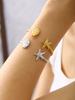 Summer Beach Series Fashion Personality Cute Bohemian Style Stainless Steel Plated 18K Gold Starfish, Shell Bracelet Female