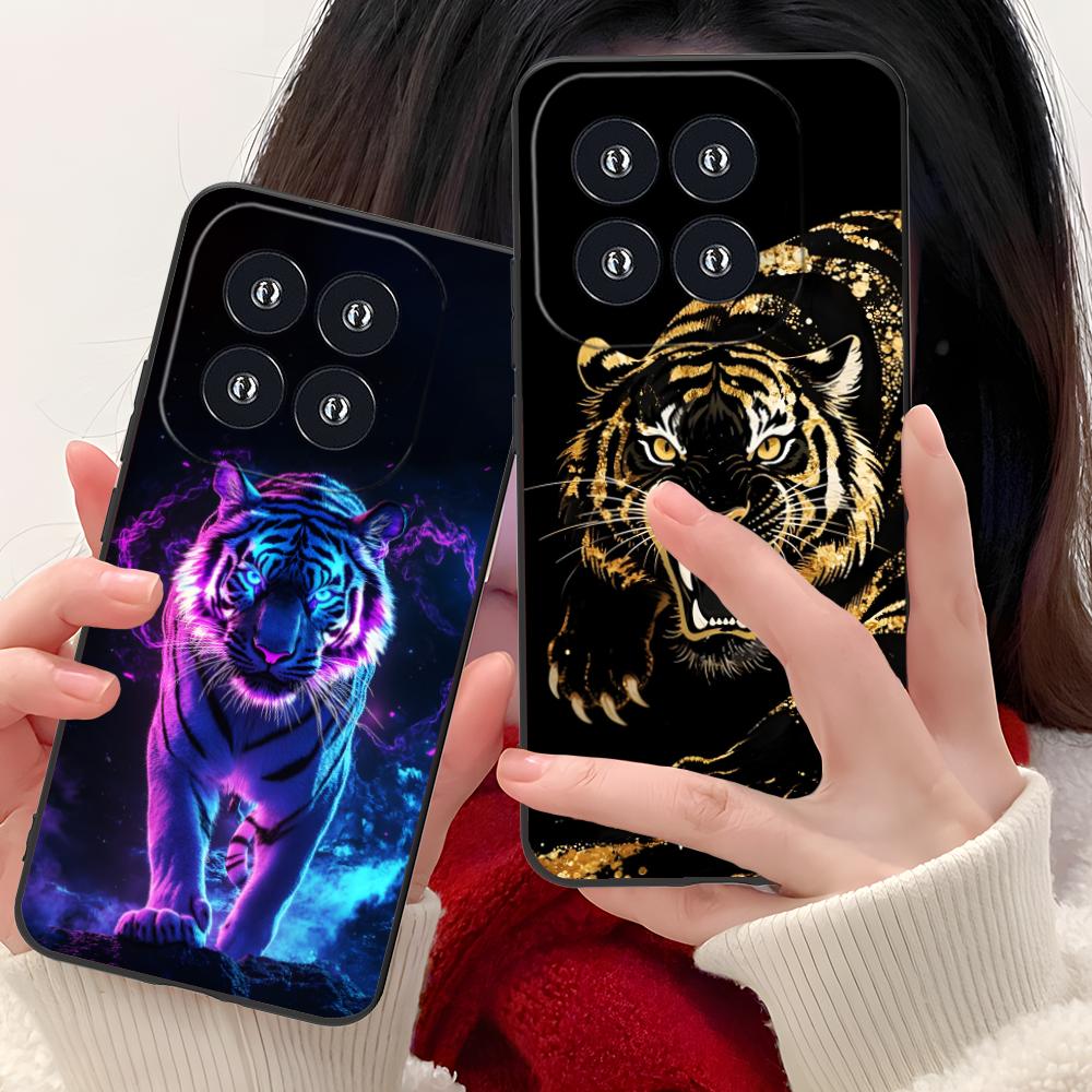 Tiger Neon Mobile Cell Phone Case for Xiaomi 15 14 13 12 Mi 11 T Ultra Lite Pro S X 5G Colorful Printing Cover Luxury Pretty
