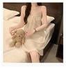 2026 Summer Women's Sweet Imitation Cotton Jacquard Camisole Nightgown Dress