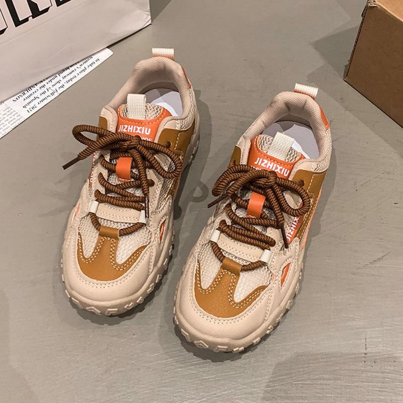 

Mesh German training shoes spring and summer new lace-up non-slip soft sole comfortable student sports and leisure shoes women 40 бежевый