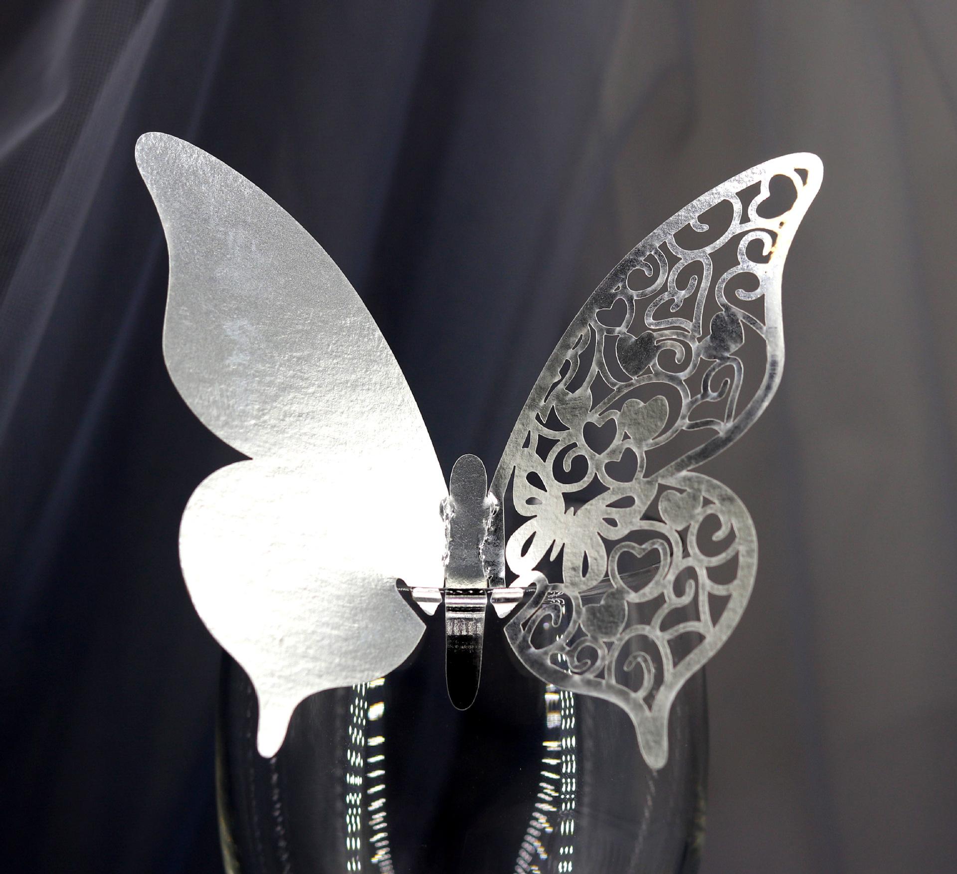 

High-end 50pcs Place Card Holders Butterfly Seat Cards Hollow Cut Wine Cup Decoration Premium Wedding Party Supplies