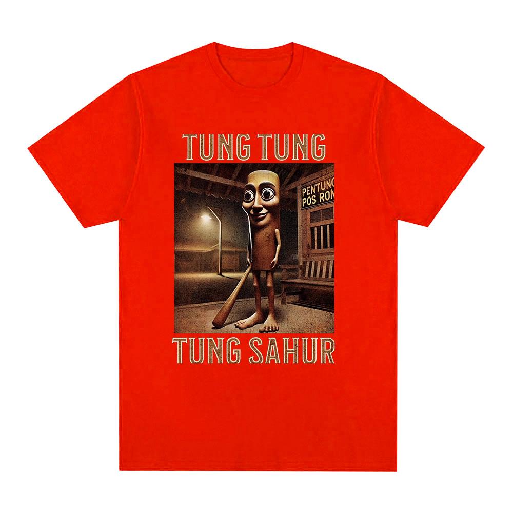Tung Tung Tung Sahur Italian Brainrot Funny Meme T-shirt Men Clothing Fashion Humor T Shirts Summer Cotton O-Neck Tops T Shirt