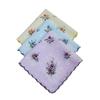 3pcs Small Floral Women's Handkerchiefs Crescent Edge Girl Printed Cotton White Background Refreshing Ladies Handkerchiefs