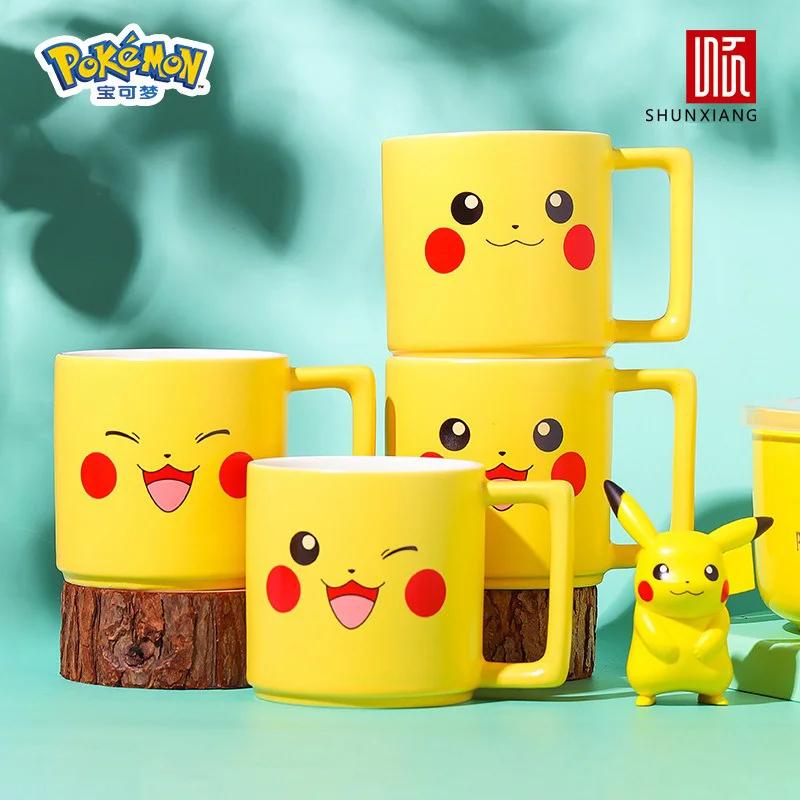 SHUNXIANG Keramiktassen Pokémon Pikachu Tasse Kawaii Anime Frühstück Milchbecher Niedliches Trinkgeschirr Kaffeetasse Kinder Wasserbecher