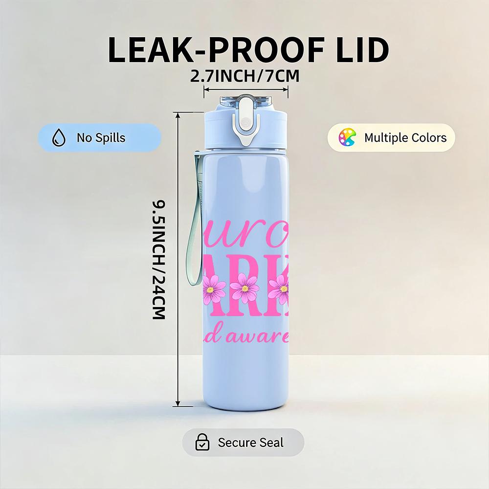 1PC Neuro Sparkly Awareness Graphic,750ml Color Plastic Sports Water Bottle,Leakproof Flip Straw Lid,Suitable for Sports Office Home Use