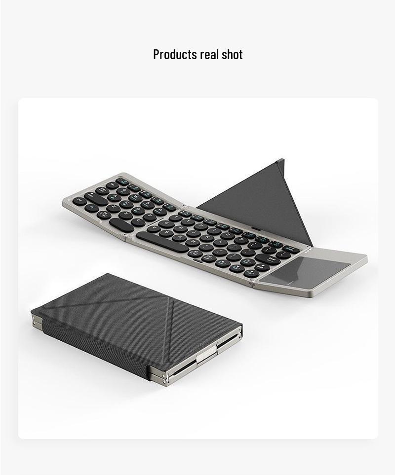Foldable PU Leather Bluetooth Keyboard with Touchpad for Mobile Phones & Tablets