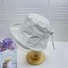 Plaid crimped bucket hat women's summer thin big SURE fresh sun hat versatile fashion show small face