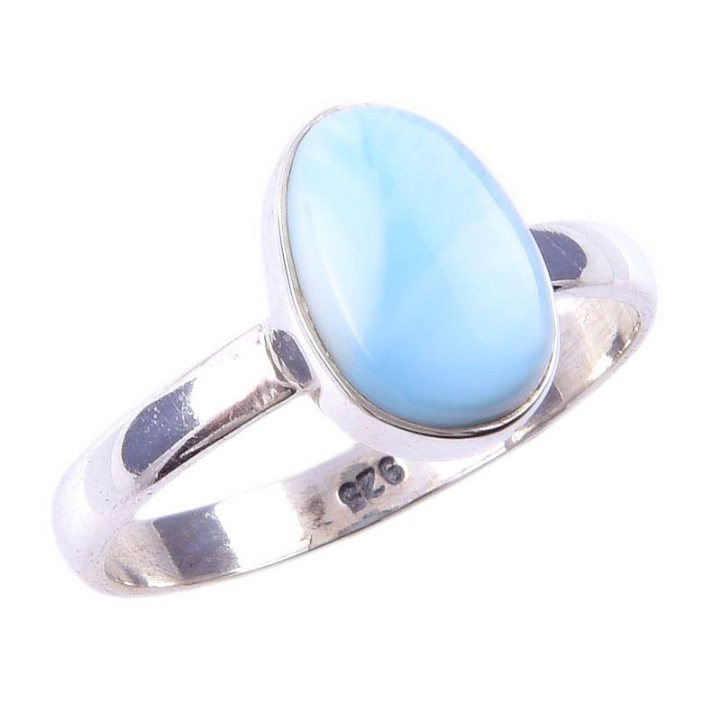 Natural Republic Larimar Gemstone 925 Solid Sterling Silver Gift Ring S.7 R0m44