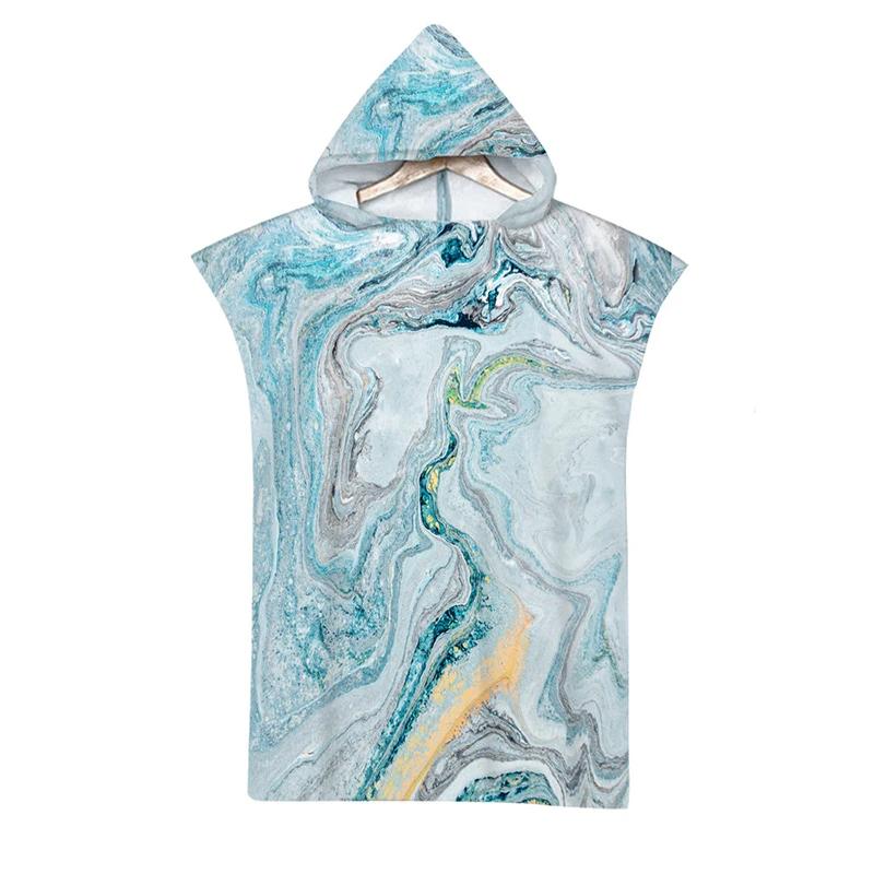 Microfiber Marble Printed Hooded Beach Towel for Boys Girls Adults Soft Quick Dry Swimming Pool Poncho Bath Towel Cloak Bathrobe