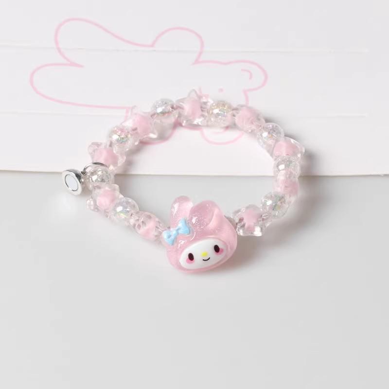Sweet Crystal Beaded Couple's Magnetic Bracelets with Cinnamoroll & Kuromi - Perfect Bestie Gift