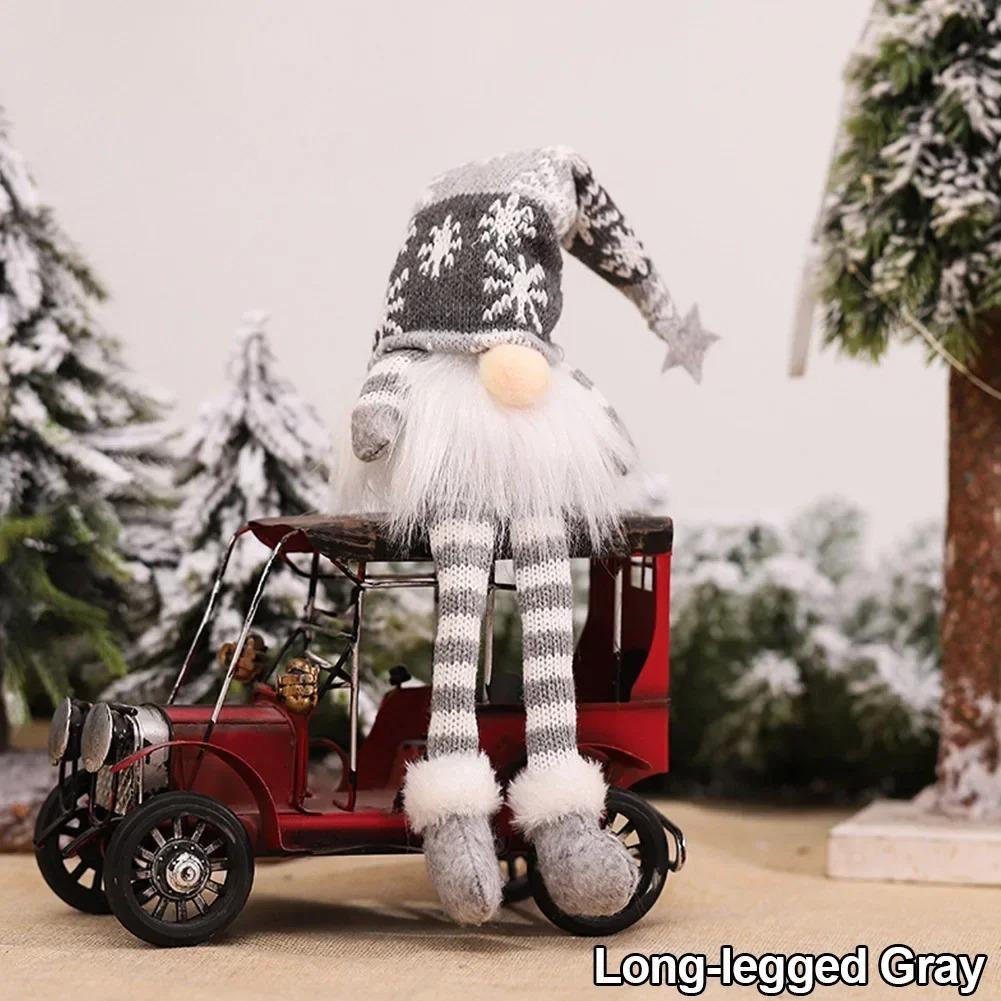 Christmas Faceless Doll Gnome Ornaments LED Light Plush Knitting Crafts Pendant Decor Christmas Decorations for Home Kids Gift