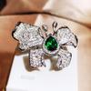 Trendy Butterfly  Sterling Silver Wedding Rings for Women New Elegant Charming Sparkling Emerald Zircon Bride  Gifts
