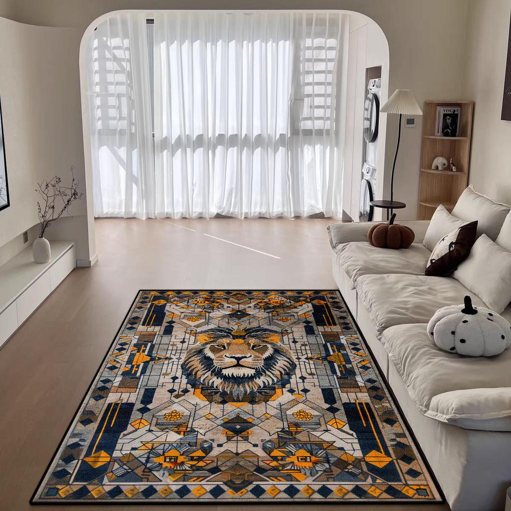 Bohemian Style Decorative Rug for Living Room Big Size Antiskid Room Decor Carpet Soft Easy Cleaning Bedroom Bedside Mat Flannel