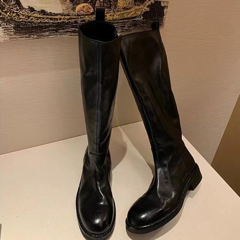 

Cowhide version~ Grape mother has the same round head and looks thin, but knee boots, thick heel, thick sole, and high knight boots for children. 40