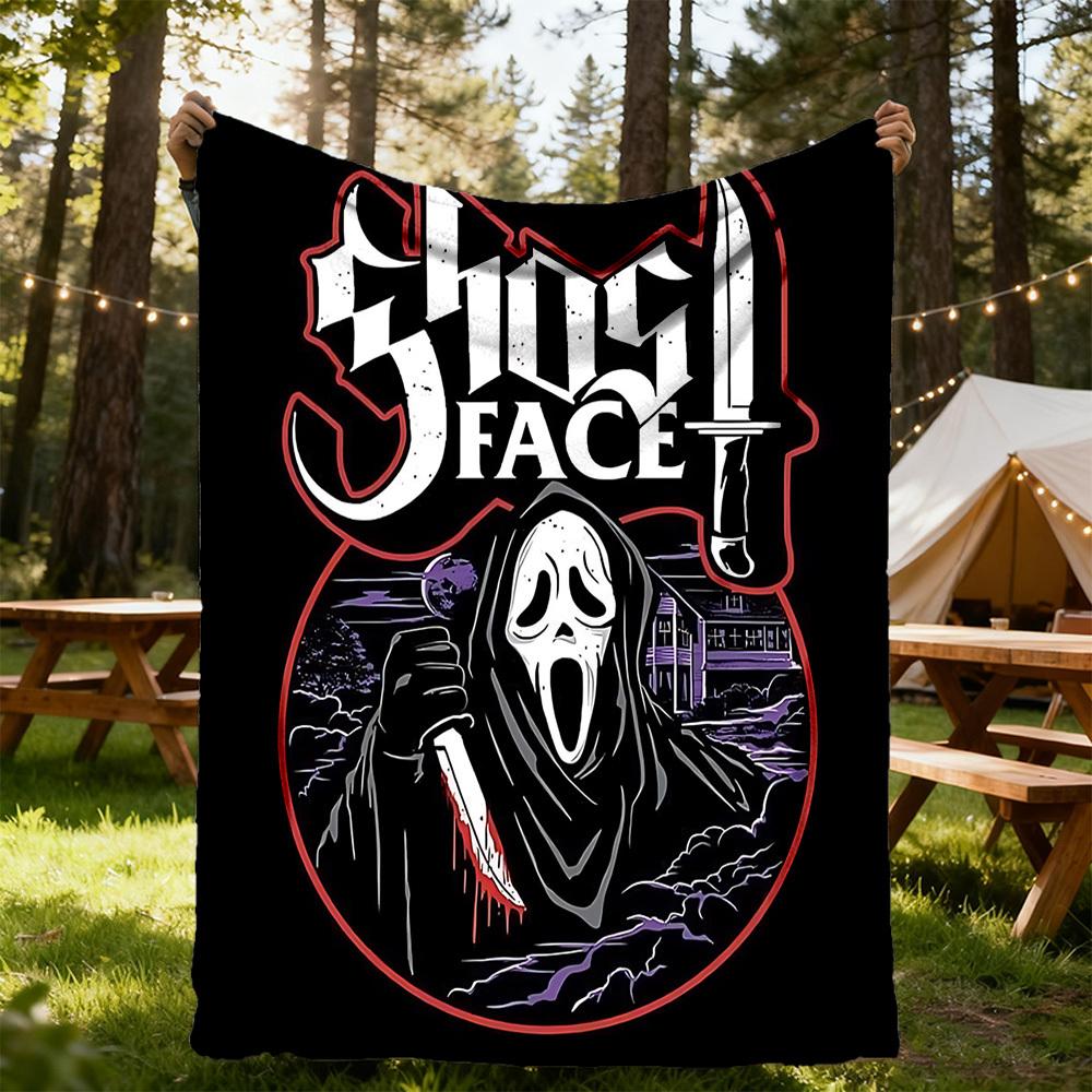 GhostfaceScream Outdoor Flannel Throw Blanket - HD Printed Lightweight Soft Warm All-Season Blanket for Sofa, Bed, Travel, Camping 1203032