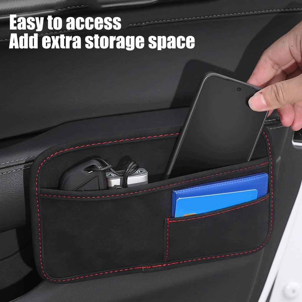 Car Self-adhesive Storage Bags Car Door Organizer Car Seat Back Pouch Organizer Napped Leather Mobile Phone Storage Box
