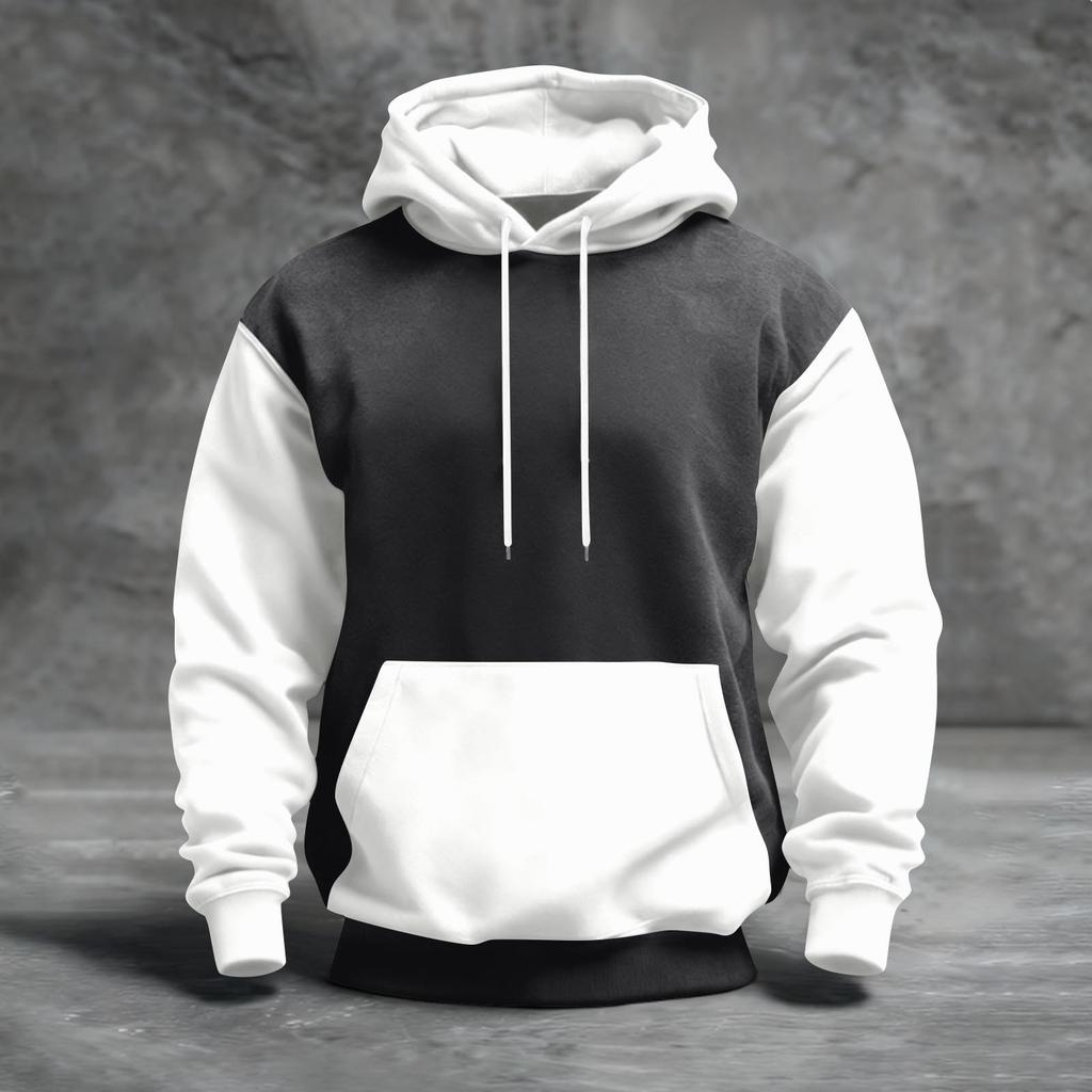 Sudadera con capucha para hombre con bloques de color, con bolsillos, casual y cómoda