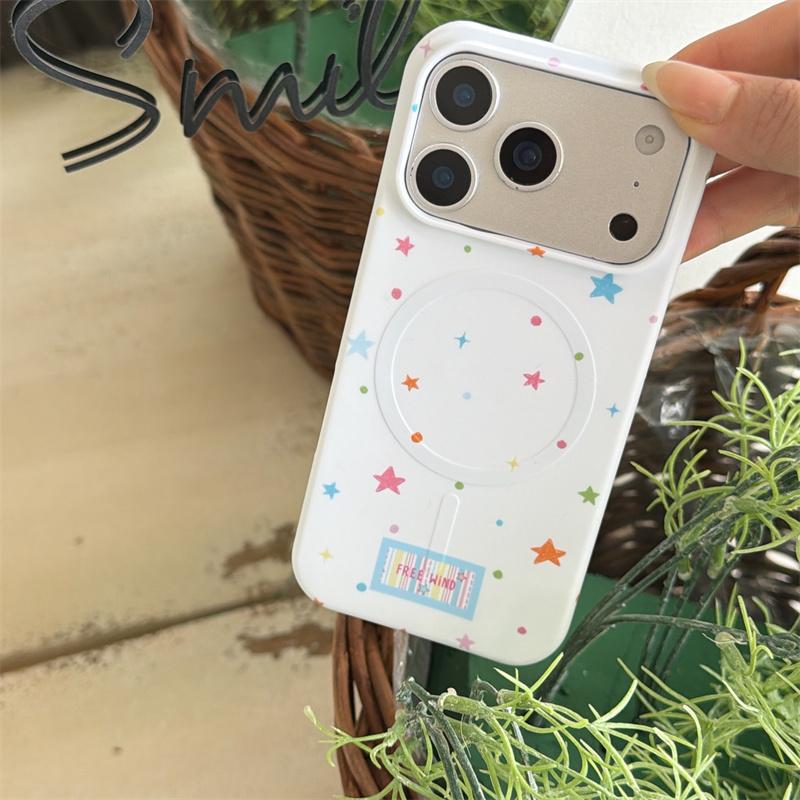 Süßes Mädchen mit großen Augen Sternenmuster Handyhülle mit Ständer für iPhone 15 16 17 Pro Max Kawaii Stoßfeste Schutzhülle