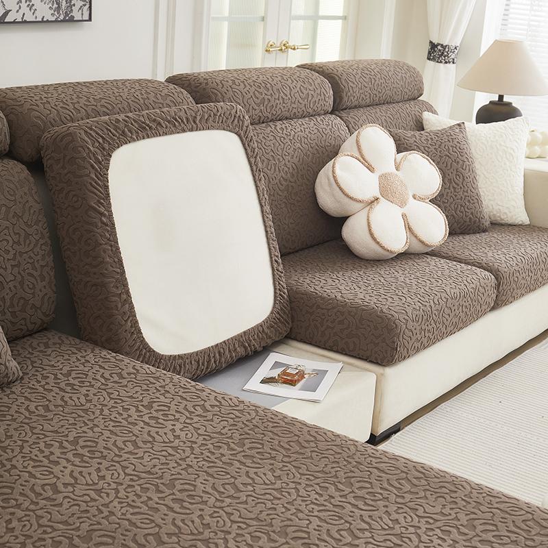 Jacquard Stretchy Thick Polar Fleece Sofa Cover Universal Couch Slipcovers for Living Room Pet Furniture Protector Washable